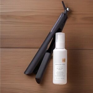 Kristin Ess Nanoblack Flat Iron Straightener + Style Heat Protectant Spray Set